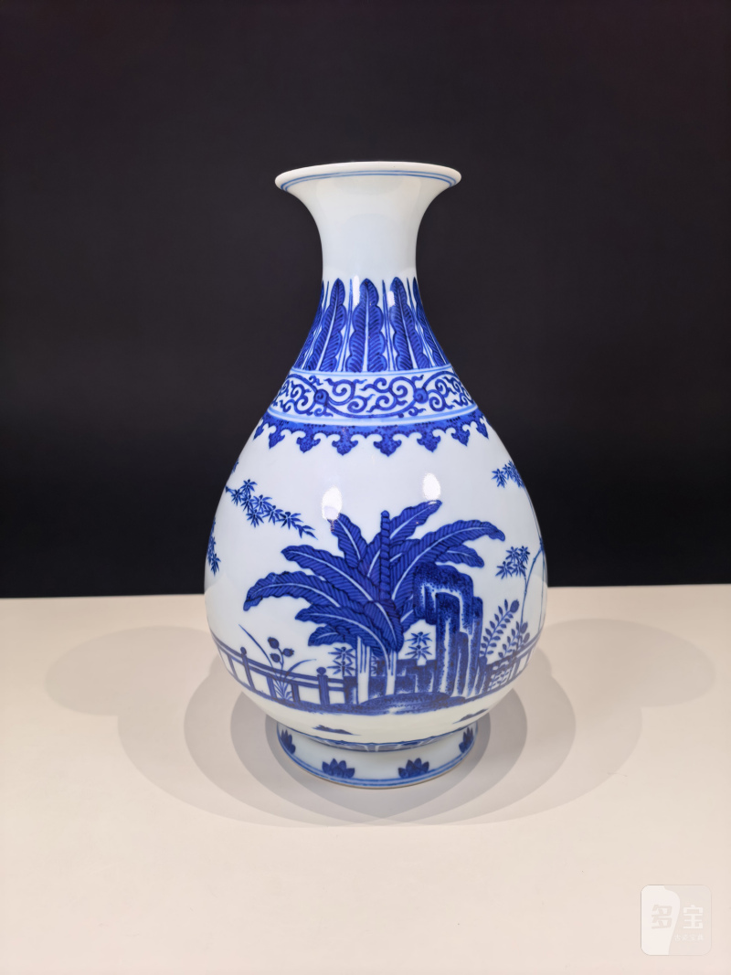 清同治 青花竹石芭蕉图玉壶春瓶 - 图6